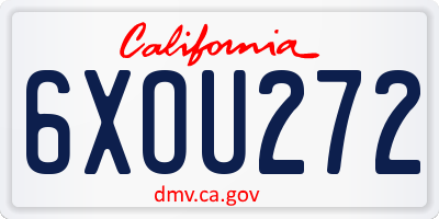 CA license plate 6XOU272