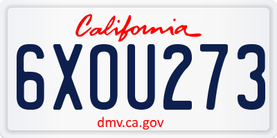 CA license plate 6XOU273