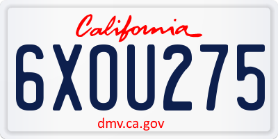 CA license plate 6XOU275