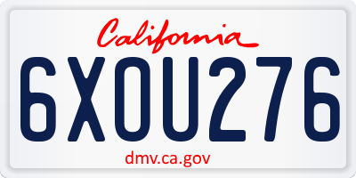 CA license plate 6XOU276