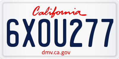 CA license plate 6XOU277