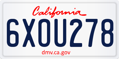 CA license plate 6XOU278