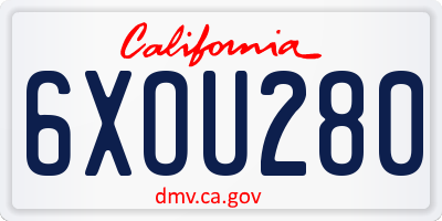 CA license plate 6XOU280