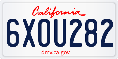 CA license plate 6XOU282