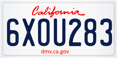 CA license plate 6XOU283
