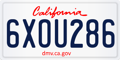 CA license plate 6XOU286