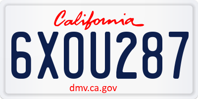 CA license plate 6XOU287
