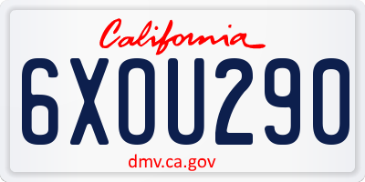 CA license plate 6XOU290