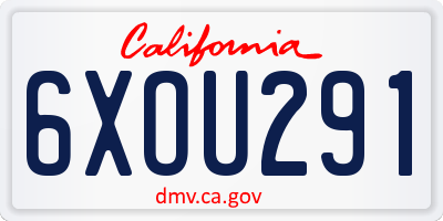 CA license plate 6XOU291
