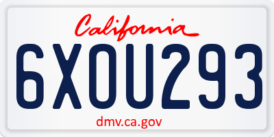 CA license plate 6XOU293