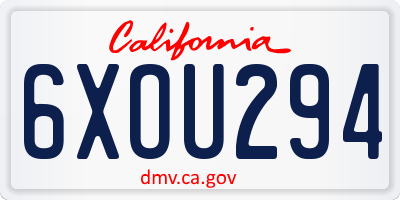 CA license plate 6XOU294