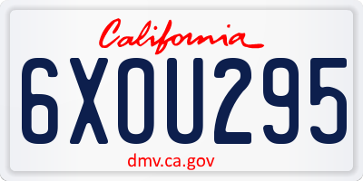 CA license plate 6XOU295
