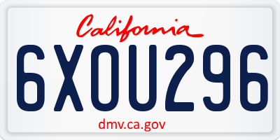 CA license plate 6XOU296