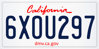 CA license plate 6XOU297