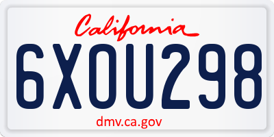 CA license plate 6XOU298