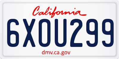 CA license plate 6XOU299