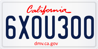 CA license plate 6XOU300