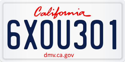 CA license plate 6XOU301