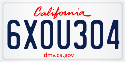 CA license plate 6XOU304