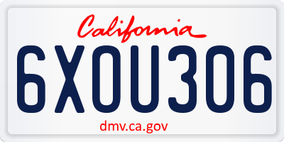 CA license plate 6XOU306