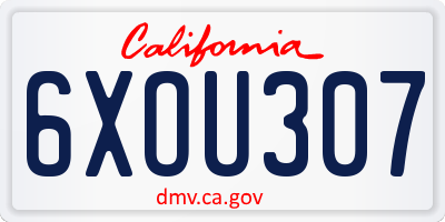 CA license plate 6XOU307