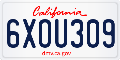 CA license plate 6XOU309