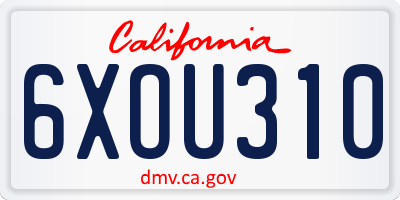 CA license plate 6XOU310