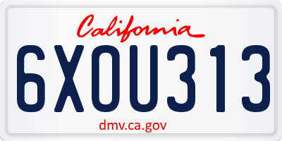 CA license plate 6XOU313