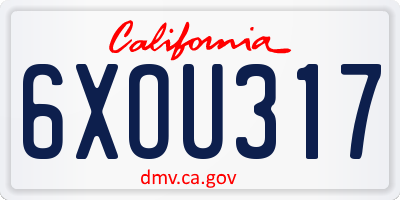 CA license plate 6XOU317