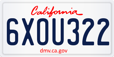 CA license plate 6XOU322