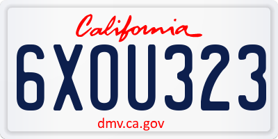 CA license plate 6XOU323