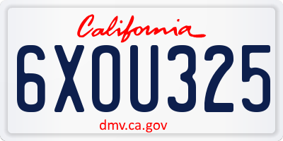 CA license plate 6XOU325