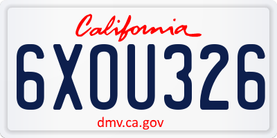 CA license plate 6XOU326