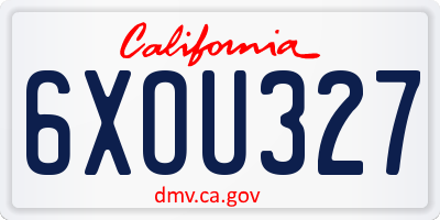 CA license plate 6XOU327