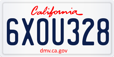 CA license plate 6XOU328