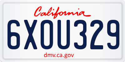 CA license plate 6XOU329