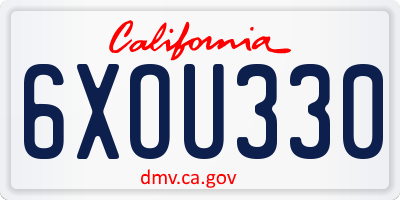CA license plate 6XOU330