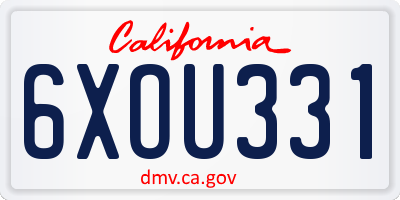 CA license plate 6XOU331