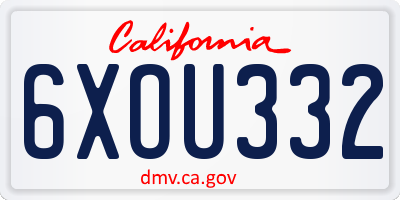 CA license plate 6XOU332