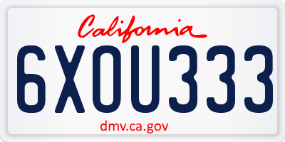 CA license plate 6XOU333
