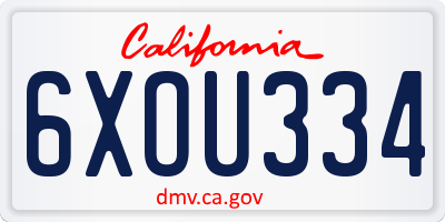CA license plate 6XOU334