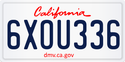 CA license plate 6XOU336