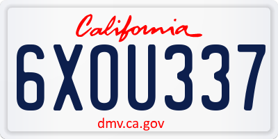 CA license plate 6XOU337