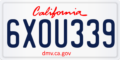 CA license plate 6XOU339