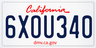CA license plate 6XOU340