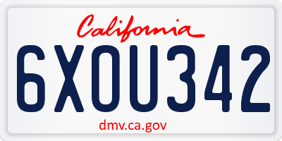 CA license plate 6XOU342