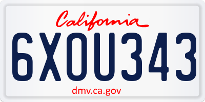 CA license plate 6XOU343