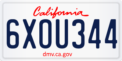 CA license plate 6XOU344