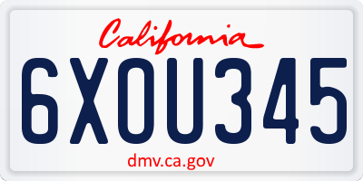 CA license plate 6XOU345