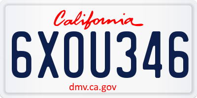 CA license plate 6XOU346
